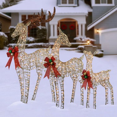 3-Piece Deer Family Assortment Lighted Display Set