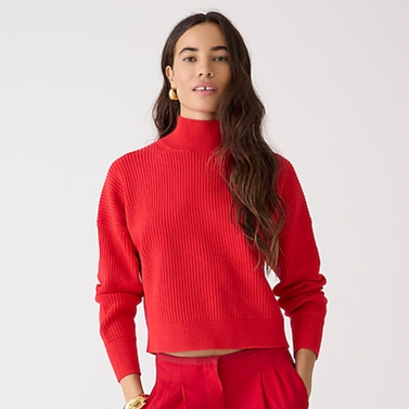 Ribbed Turtleneck Sweater in Stretch Yarn