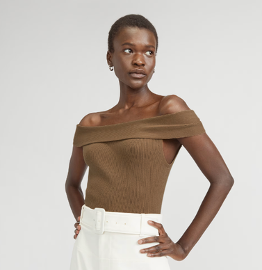 The Ribbed Cotton Off-The-Shoulder Top