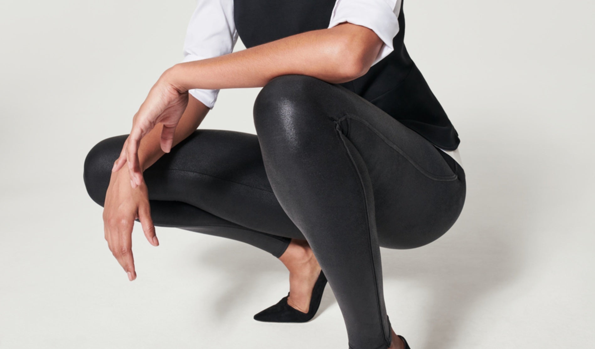 Spanx's Famously Flattering Faux Leather Leggings Are Now Fleece-Lined