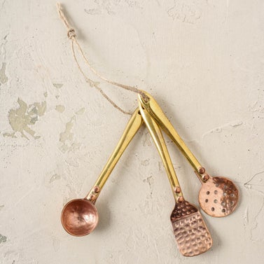 Magnolia Brass and Copper Kitchen Tool Ornaments (Set of 3)