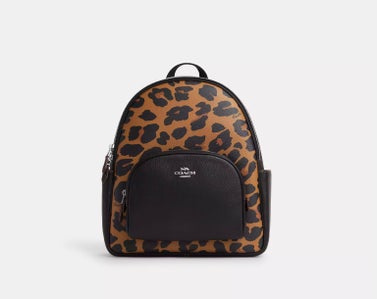 Court Backpack With Signature Canvas And Leopard Print