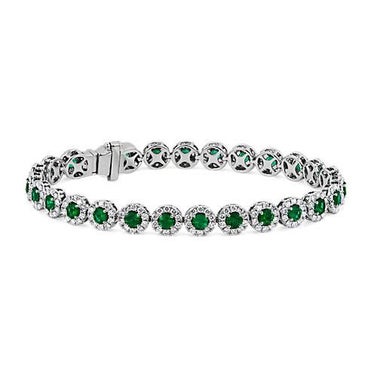 Emerald And Diamond Halo Bracelet