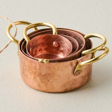 Magnolia Hammered Copper and Gold Measuring Cups Ornament