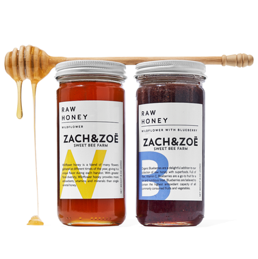 Zach & Zoe Sweet Bee Farm Raw Wildflower + Blueberry Honey Gift Set