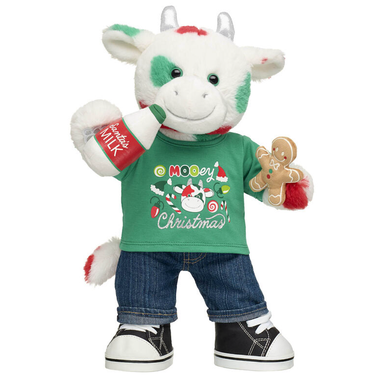 Mooey Christmas Cow Stuffed Animal Milk and Cookies Gift Set