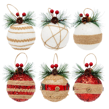 Juvale Rustic Christmas Tree Ornaments (6-Pack)