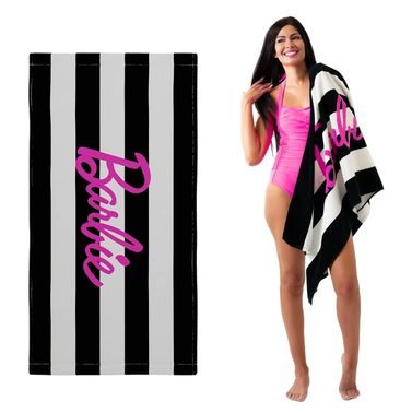 Franco Barbie Barbiecore Black & White Striped Cotton Towel