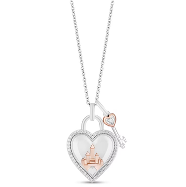 Zales Diamond Heart Lock Pendant in Sterling Silver and 10K Rose Gold