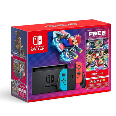 Nintendo Switch - Neon Blue/Neon Red Joy-Con + Mario Kart 8 Deluxe