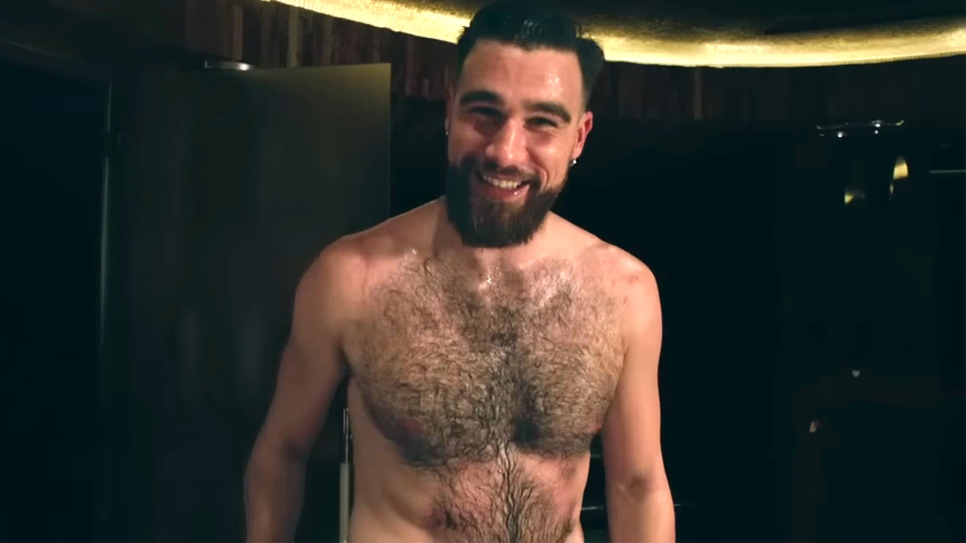 Travis Kelce's Shirtless Spa Video Resurfaces -- and It's Pretty Steamy |  Entertainment Tonight
