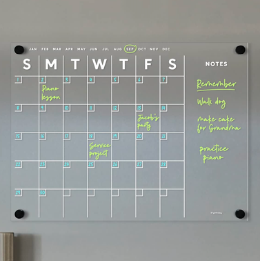 Girl Friday Magnetic Acrylic Month/Side Note Calendar for Fridge