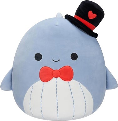Samir Blue Whale with Heart Top Hat and Red Bow Tie
