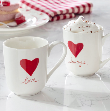 Pottery Barn Painted Hearts Mugs (Set of 2)