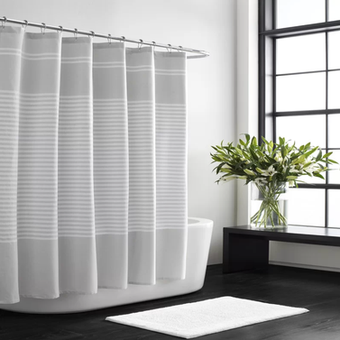 Vera Wang Seersucker Striped 100% Cotton Shower Curtain