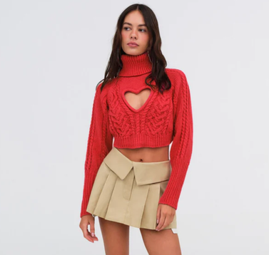 For Love & Lemons Vera Cropped Cut Out Sweater