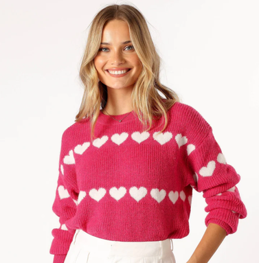 Petal + Pup Dakotah Heart Stripe Knit Sweater