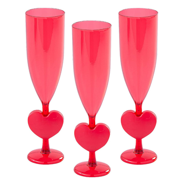 Fun Express 12 Pieces Valentine’s Day Heart Plastic Champagne Flutes