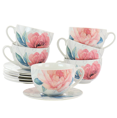 Martha Stewart 12-Piece Floral Cup and Saucer Set