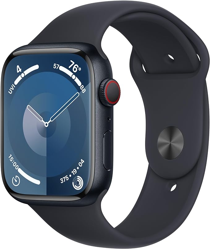 Apple Watch Series 9, 45mm (GPS + Cellular) with Midnight Aluminum Case and Sport Band