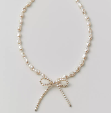Urban Outfitters Pearl Bow Necklace