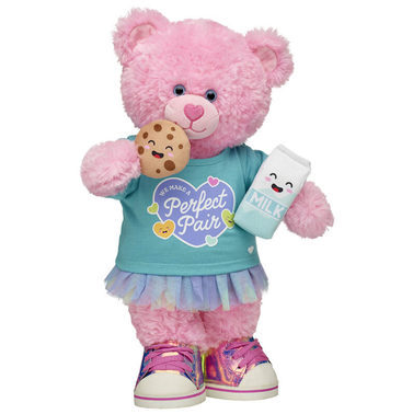 Pink Cuddles Teddy Bear Milk and Cookies Gift Set