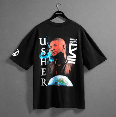 Mitchell & Ness X Usher Super Bowl Black Worldwide T-Shirt