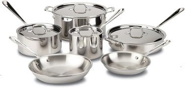 All-Clad D3 3-Ply Stainless Steel 10-Piece Cookware Set - Silver