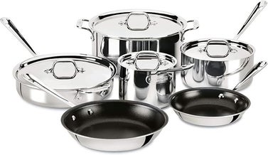 All-Clad D3 3-Ply Stainless Steel 10-Piece Nonstick Cookware Set