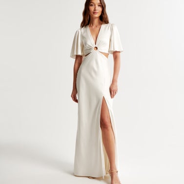 Angel Sleeve O-Ring Cutout Gown