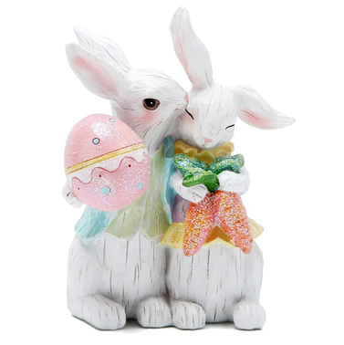 Hodao Easter Bunny Couple Figurine Decorations