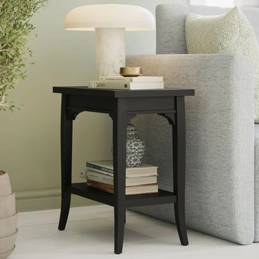 Beautiful Marais Side Table with Lower Shelf and Solid Wood Frame