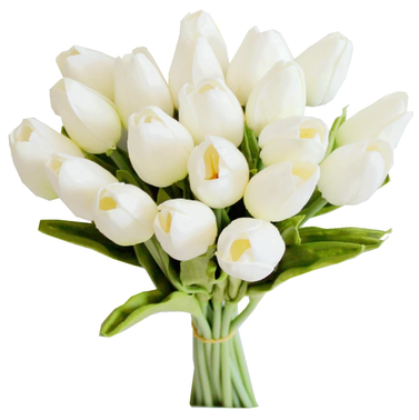 Mandy's White Artificial Silk Tulips (20 Pieces)