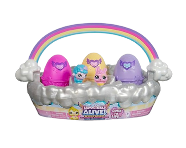 Hatchimals Alive, Spring Basket Toy with 6 Mini Figures