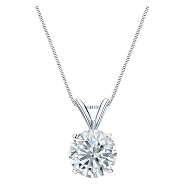 JeenMata Solitaire Diamond Pendant Necklace Plated In 18K White Gold