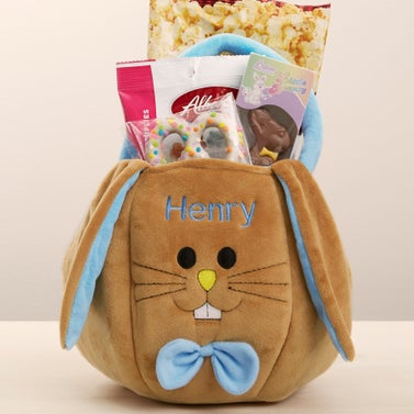 Embroidered Easter Bunny Basket & Treat Gift Set