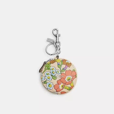 Circular Coin Pouch With Floral Print