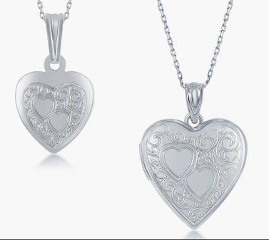 Sterling Silver 2-Piece Mother & Daughter Heart Pendant Necklace Set
