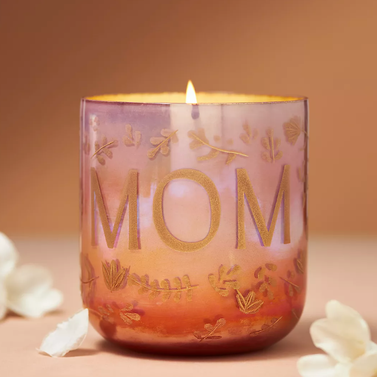 Ombré Monogram "Mom" Floral Night Gardenia Candle