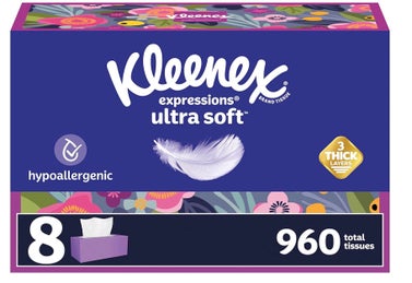 Kleenex Expressions Ultra Soft Facial Tissues, 120 Count (Pack of 8)