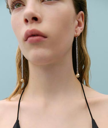 Long-Bead Chain Earrings