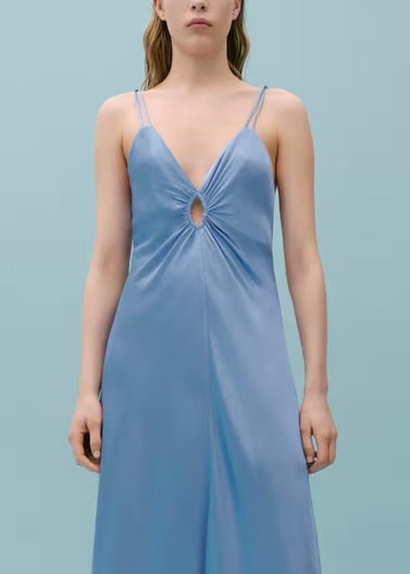 Asymmetrical Satin Dress with Gathered Opening