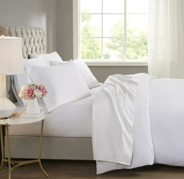 Beautyrest 600 Thread Count White Cooling Cotton Blend 4 PC Sheet Set