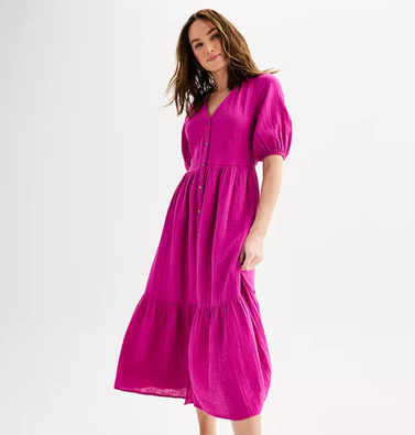 Women's Sonoma Goods For Life Button Thru Femme Midi Dress