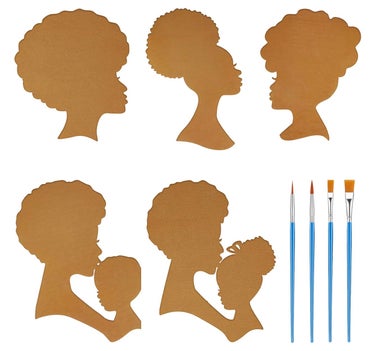 Geiserailie Five Piece African Girl Wooden Craft Template Mother and Child