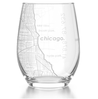 Well Told Engraved Map Stemless Wine Glass