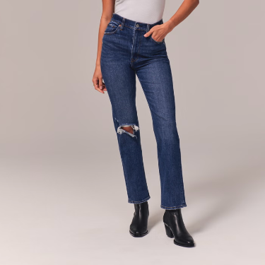 Abercrombie & Fitch High Rise Ultra High Rise Ankle Straight Jean