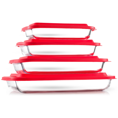JoyJolt Glass Oven-to-Table Baking Dish with Lids