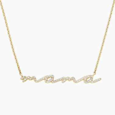 Script Mama Diamond Pendant Necklace