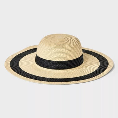 Shade & Shore Striped Straw Floppy Hat